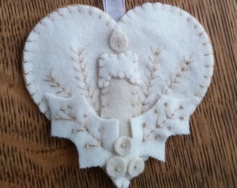 WHITE CHRISTMAS, All Inclusive Wool Felt Ornaments Embroidery Kit