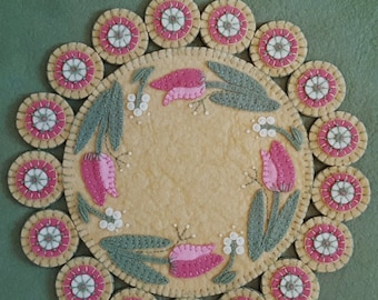 Penny Rug Spring Green OOAK