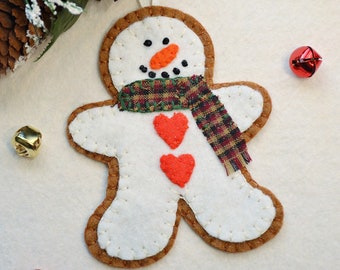 GINGERBREAD COOKIES, All Inclusive Wool Felt Ornaments Embroidery Kit