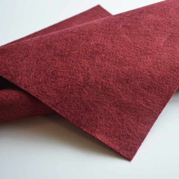 VICTORIAN ROSE Wool Felt, Merino Wool Blend Felt, Wool Blend Felt, Wool Felt Yardage, Wool Felt Fabric, Burgundy Red Felt Fabric Yardage