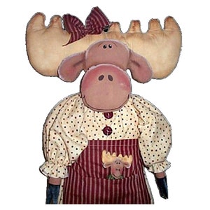 DIGITAL Moose Doll Pattern, Primitive Doll Pattern, Cloth Doll Pattern, Doll Pattern, Bag Holder Pattern, Marcella Moose & Baby