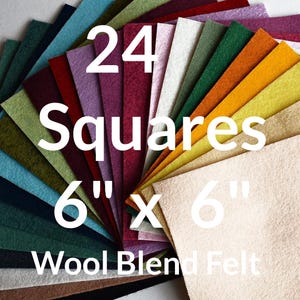 Merino Wool Blend Felt Fabric Squares: 6-Inch Square Variety Pack, DIY Craft Kit