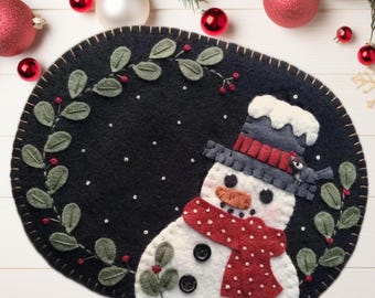 LET IT SNOW Mini Mat / Mug Rug Applique Embroidery Kit, Penny Lane Primitives