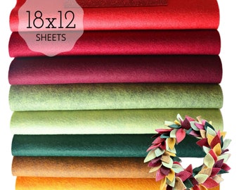 MISTLETOE Felt Collection Wool Blend Felt Wool Felt Sheets Wool Felt Fabric Christmas Felt Fabric Wool Felt Red Green Felt Collections