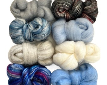 WINTER WONDERLAND Color Range, Wool Roving, 4 ozs Pack, Wool Roving for Felting Soap, Spinning Fiber, Wool Roving Needle Felting Supplies