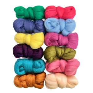 SPRING Assorted Colors, Wool Roving, 6 ozs., 100% Wool Roving, Felting Soap, Spinning Fiber, Wool Roving Needle Felting Supplies