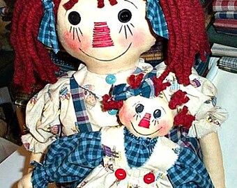 DIGITAL Rag Doll Pattern, Primitive Doll Pattern, Two Cloth Doll Patterns, Doll Pattern, Rag Doll Pattern, Instant Sewing, Playtime Annie