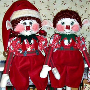 DIGITAL Elf Rag Dolls Pattern, Primitive Doll Pattern, Elf Cloth Doll Pattern, Boy & Girl Elf Dolls, PDF Pattern, Nate and Natty Elves