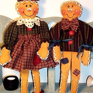 DIGITAL Gingerbread Doll Pattern, PDF Pattern, Doll Pattern, Cloth Doll Pattern, PDF Gingerbread Doll Pattern, Ginny & Gerry Sweets Sitters