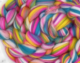 Neon Merino Wool Roving Blend, Felting, Spinning Fiber, Weaving