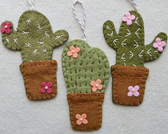 PAPER Pattern BOHO CACTUS  Ornament Pattern, Felt Ornament Paper Pattern, Cactus Pattern, Wool Felt Craft Pattern, Cactus Lover Gifts