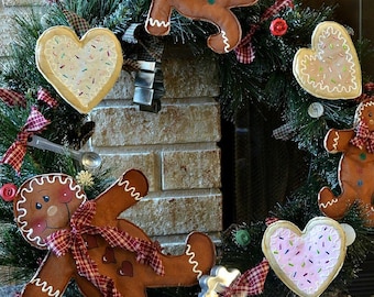 PDF PATTERN, Gingerbread Sewing Pattern, Prim Sewing Pattern, Digital Sewing Pattern, Christmas Cookie Wreath Gingerbread, Christmas Pattern