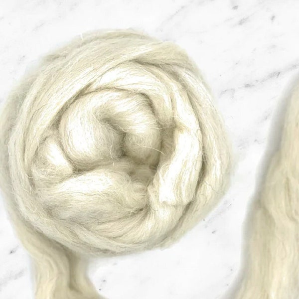 4 ozs. 1/4 lb. Creamy White Fiber STRICKEN SCANDINAVIAN Mountain Wool Roving, Spinning Fiber, Weaving, Dyable Natural Texture Needle Felting