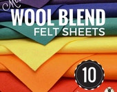 10 or 20 Merino Wool Felt Sheets, Wool Felt Bundle, Wool Blend Felt, Wool Felt Fabric, Felt Sheets, Craft Felt Sheets, Choose your Colors