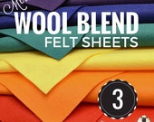 3 or 6 Merino Wool Felt Sheets, Wool Felt Bundle, Wool Blend Felt, Wool Felt Fabric, Wool Felt Sheets, Craft Felt Sheets, Choose your Colors