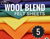5 or 10 Merino Wool Felt Sheets, Wool Felt Bundle, Wool Blend Felt, Wool Felt Fabric, Felt Sheets, Craft Felt Sheets, Choose your Colors