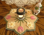 SPRING BLOSSOMS, Wool Applique Kit, Penny Rug Kit, Felt Craft Kit, Wool Applique, Tulip Embroidery Kit, Candle Mat Kit, Table Mat Kit