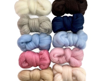 FAIRY TALE Color Range, Wool Roving, 5 ozs. Pack, Wool Roving for Felting Soap, Spinning Fiber, Wool Roving for Needle Felting Supplies