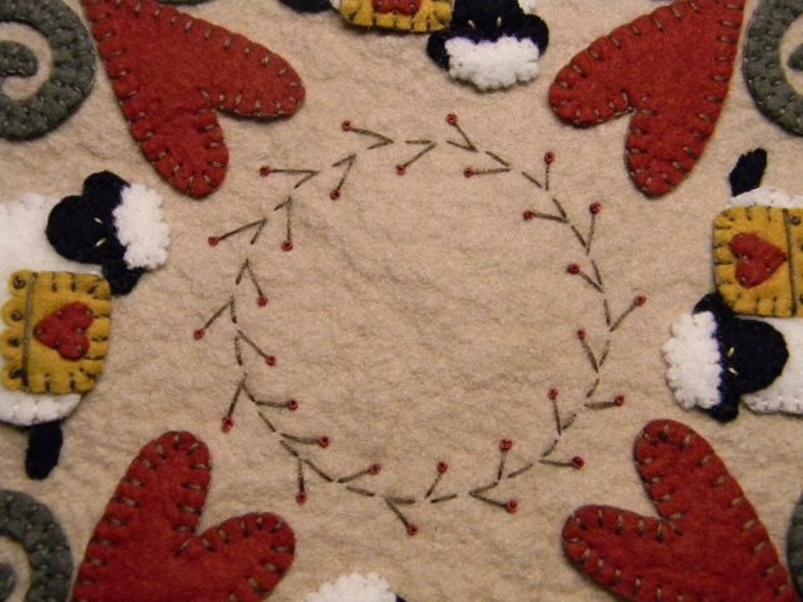 I LOVE EWE Candle Mat Kit Felt Craft Kit Wool Applique Craft Etsy