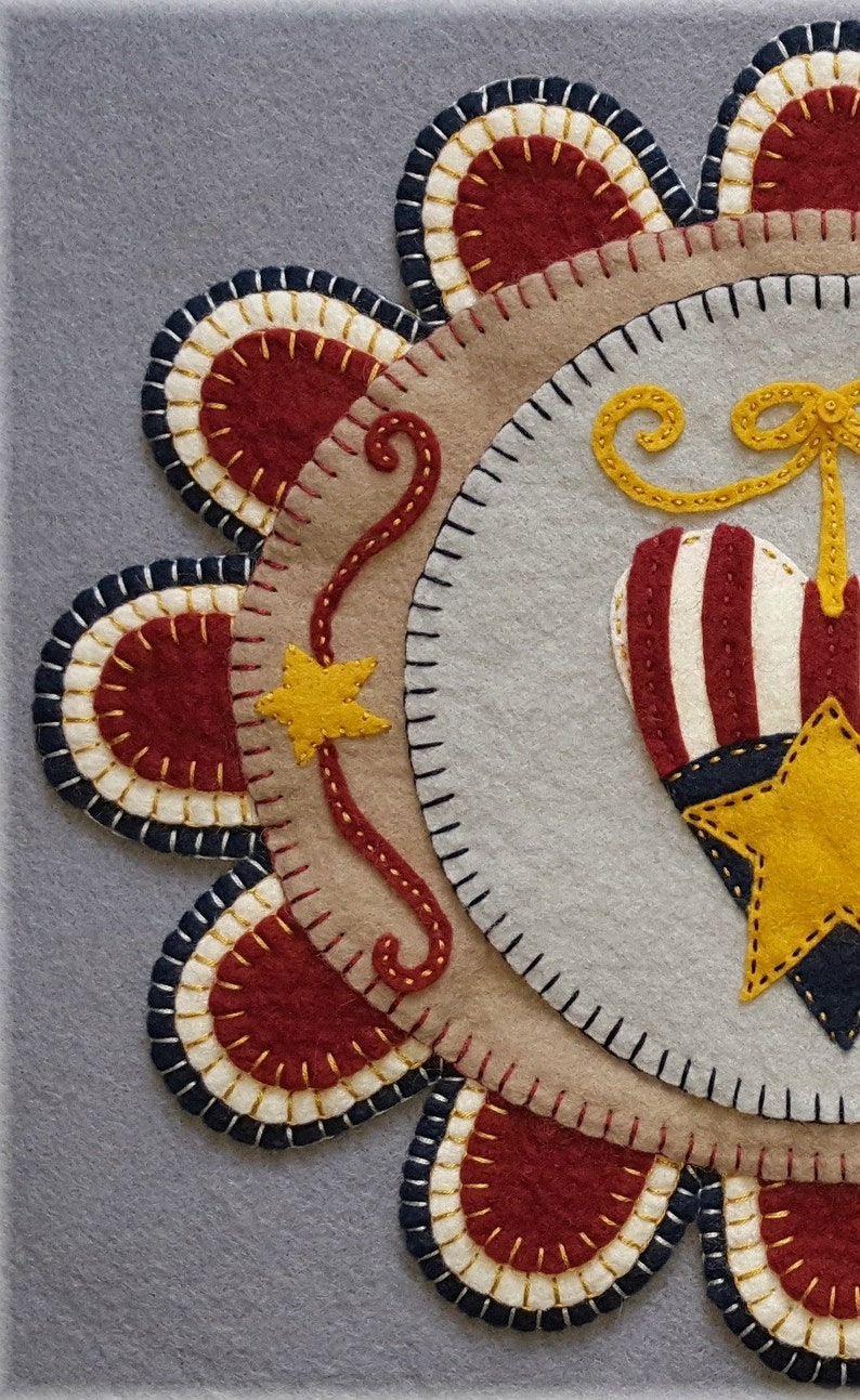 Wool Applique Kit Wool Applique Penny Rug Kit Candle Mat Kit | Etsy
