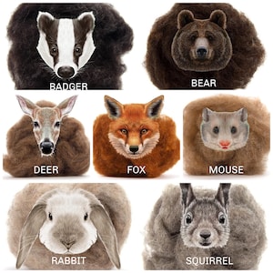 1/4 lb. WOODLAND CREATURES Wool Roving, Carded Corriedale Roving, Spinning Fiber, 3D Needle Felting, You Choose, Roving Felts Beautifully