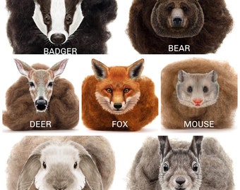 1/4 lb. WOODLAND CREATURES Wool Roving, Carded Corriedale Roving, Spinning Fiber, 3D Needle Felting, You Choose, Roving Felts Beautifully