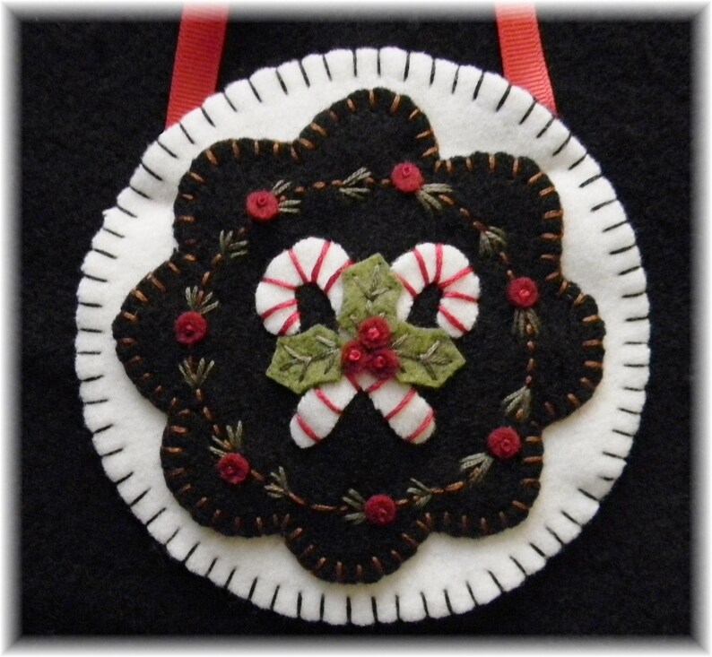 CHRISTMAS CANDY Candle Mat Kit Wool Felt Craft Kit Felt Etsy