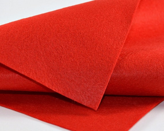 1/2 Yard - 100% Merino Wool Felt - Wool Felt by the yard - 18 X 36- Color  Scarlet Red-4180 - Red Color Wool Felt - Half Yard Wool Felt