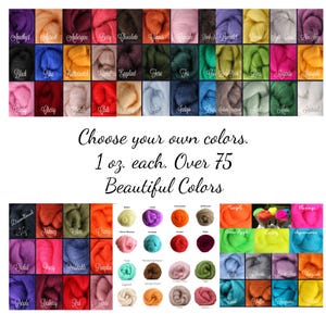 1 oz., NZ Corriedale Wool Roving Choose From 81 Colors, Corriedale, Spinning Fiber, Wool Roving, Weaving, Wet Dry Needle Felting Felted Soap