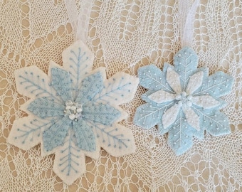FROSTED SNOWFLAKE All Inclusive Wool Felt Ornaments Embroidery Kit