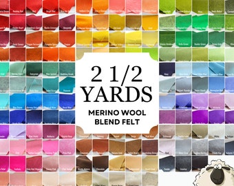 2.5 YARDS of Wool Blend Felt || Felt, Felt Yardage, Merino Felt by the Yard, Wool Blend Felt, Wool Felt Fabric, Wool Felt, Craft Felt Shop