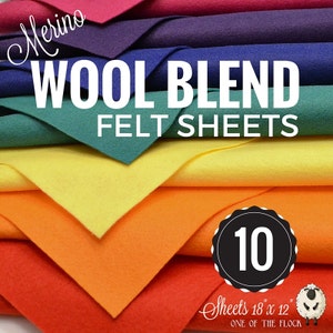 CHOOSE 10 or 20 , Wool Felt Sheets, Wool Felt , Merino Wool Felt, Wool Blend Felt, Felt Fabric, Craft Felt Sheets Colors Bundle, DIY Kits image 2