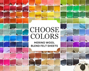 CHOOSE 3 or 6, Wool Felt Sheets, Wool Felt , Merino Wool Felt, Wool Blend Felt, Wool Felt Fabric,  Craft Felt Sheets Colors Bundle, DIY Kits