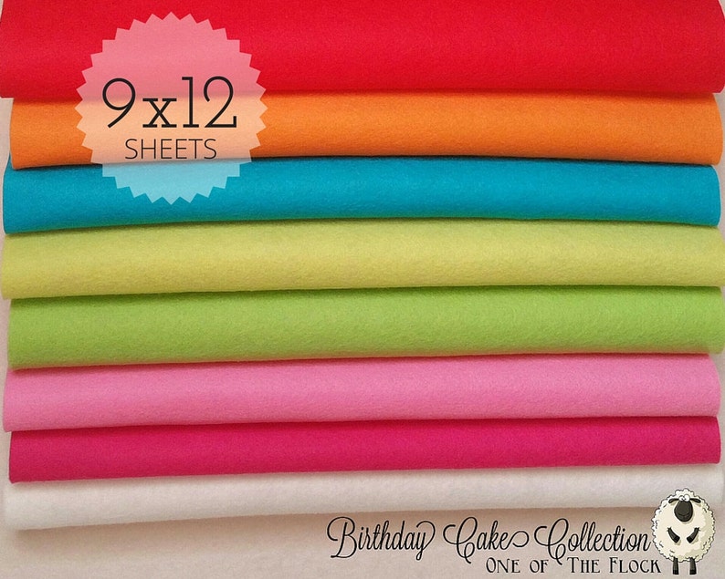 BIRTHDAY CAKE Felt Collection, Wool Blend Felt, Wool Felt Sheets, Wool Felt Fabric, Felt Fabric Bundles, Wool Felt Bundles, Felt Collections image 2