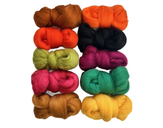 Natural Wool Roving: 50g: Assorted Autumn Natural Wool Roving: 50g: Assorted Autumn
