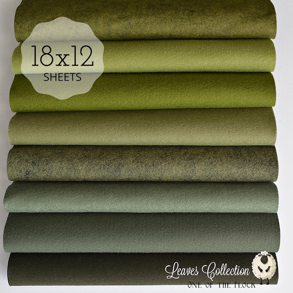 LEAVES Felt Collection, Wool Blend Felt, Wool Felt Sheets, Wool Felt Fabric, Felt Fabric Bundles, Wool Felt Bundles, Felt Collections