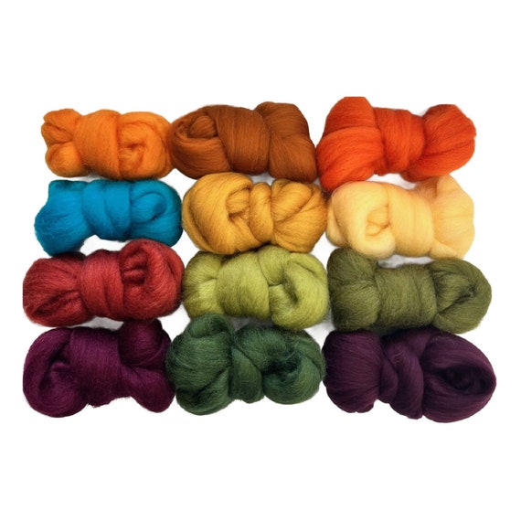 AUTUMN ACCENTS Color Range, Wool Roving, 6 Ozs. Pack, Wool Roving