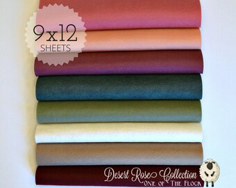 DESERT ROSE Felt Collection, Merino Wool Blend Felt, Wool Felt Fabric Sheets, Felt Fabric Bundle, Wool Felt Bundles, Felt Collections