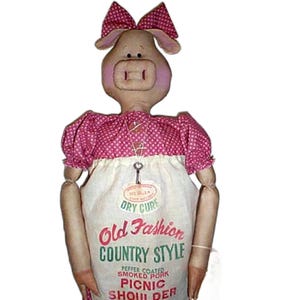 DIGITAL Pig Doll Pattern, Primitive Doll Pattern, Cloth Pig Doll Pattern,  Bag Holder Pattern, Downloadable Sewing Pearly Mae
