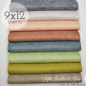 LIGHT HEATHERED HUES, Wool Blend Felt, Wool Felt Sheets, Wool Felt Fabric, Felt Fabric Bundle, Wool Felt Bundles, Felt Collections