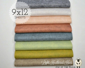 LIGHT HEATHERED HUES, Wool Blend Felt, Wool Felt Sheets, Wool Felt Fabric, Felt Fabric Bundle, Wool Felt Bundles, Felt Collections