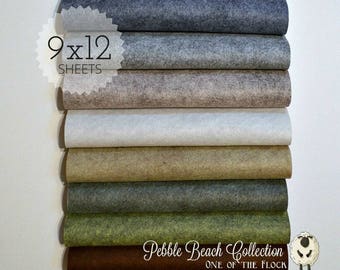 PEBBLE BEACH Collection, Wool Blend Felt, Wool Felt Sheets, Wool Felt Fabric, Felt Fabric Bundle, Wool Felt Bundles Collections