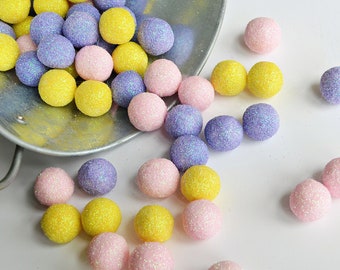 PASTEL GLITTER Felt Balls, 5 or 10 Count 1.5 cm Glitter Felt Balls, Choose Your Color Felt Pom Poms, Wool Glitter Beads,  Felt Ball Garland