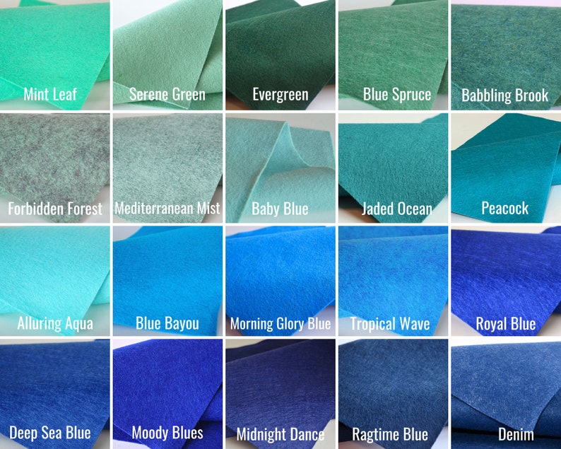 CHOOSE 10 or 20 , Wool Felt Sheets, Wool Felt , Merino Wool Felt, Wool Blend Felt, Felt Fabric, Craft Felt Sheets Colors Bundle, DIY Kits image 6