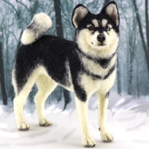 KIT HUNTER The HUSKY Needle Felting Kit, Complete Felting Kit, Husky Dog Felting Kit