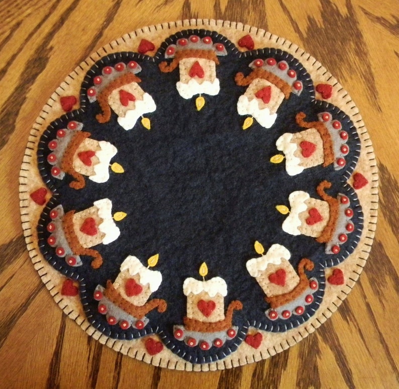 PRIM CANDLES Candle Mat Kit Penny Rug Kit Wool Applique Felt Etsy