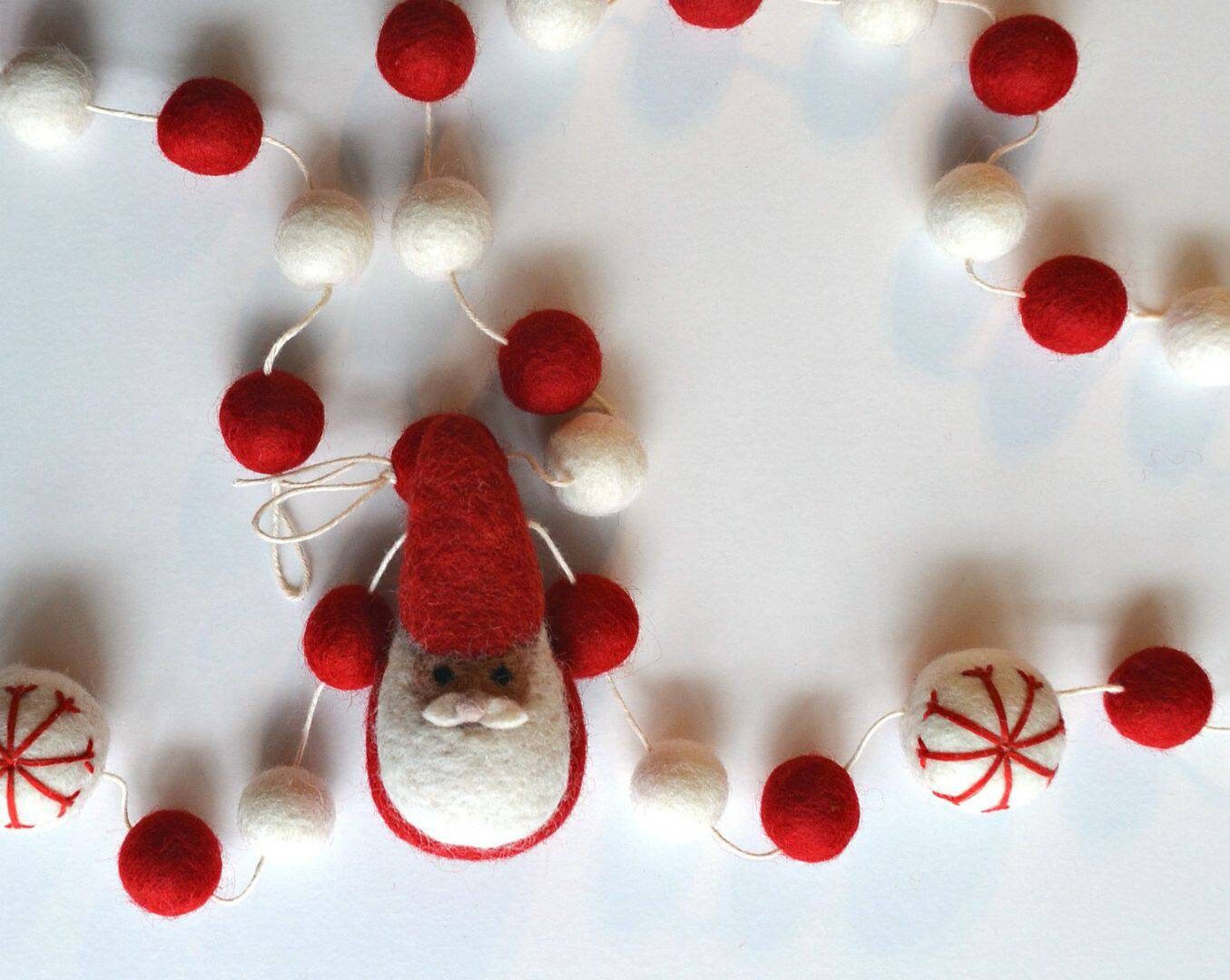 Christmas Garland Kit Christmas Felt Ball Garland Red White | Etsy
