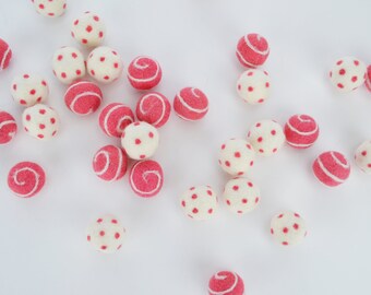 2.5 CM Dots & Swirls Coral Pink Felt Balls, Pom Pom Garland, Wool Felt Beads, Garland, Felted Balls, Felt Ball Garland, Bulk Felt Balls