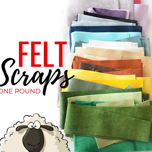 1 POUND FELT Scraps | Felt Remnants | Felt Scrap Bundle | Large Felt Remnants | Wool Felt Scraps | Wool Blend Felt | Wool Felt Sheets | Felt