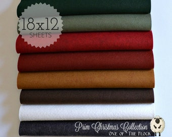 PRIM CHRISTMAS Felt Collection, Wool Blend Felt, Wool Felt Sheets, Wool Felt Fabric, Felt Fabric Bundles, Wool Felt, Christmas Felt